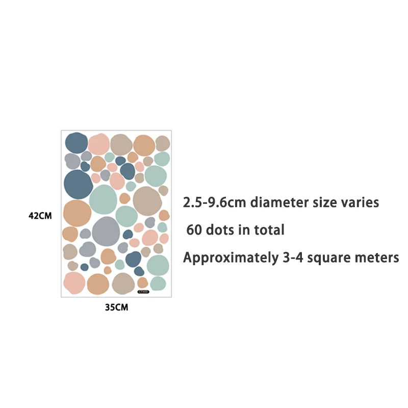 Colorful Pastel Dot Wall Stickers – Easy Peel & Stick Decals for Baby’s Nursery, Kids’ Rooms & DIY Decor