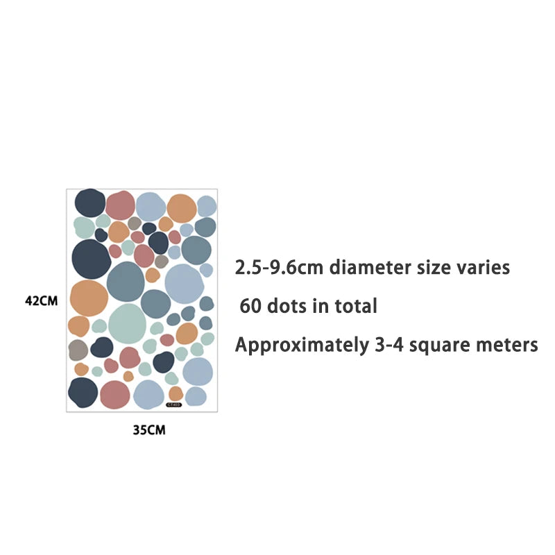 Colorful Pastel Dot Wall Stickers – Easy Peel & Stick Decals for Baby’s Nursery, Kids’ Rooms & DIY Decor