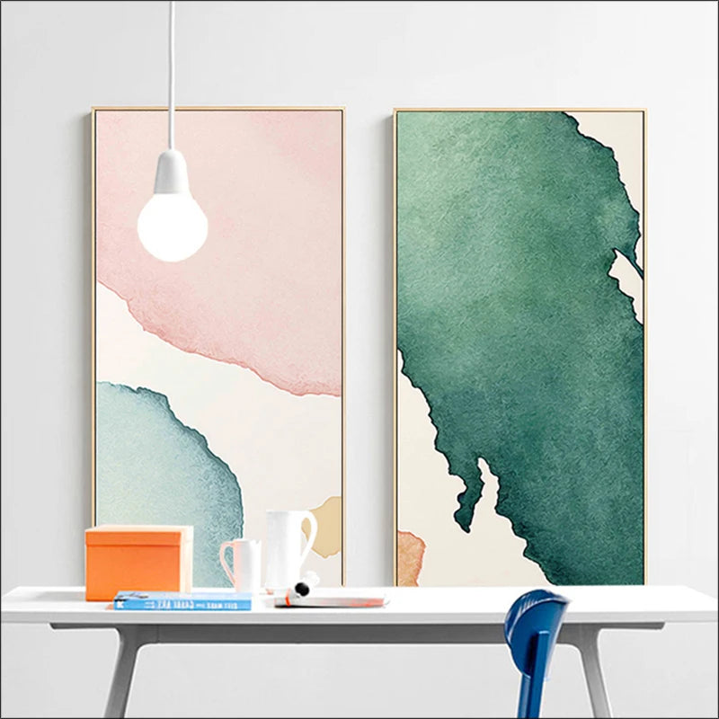 Colorful Pastel Watercolor Abstract Wall Art Fine Art Canvas Prints Pictures For Modern Apartment Living Room Studio Bedroom Art Decor