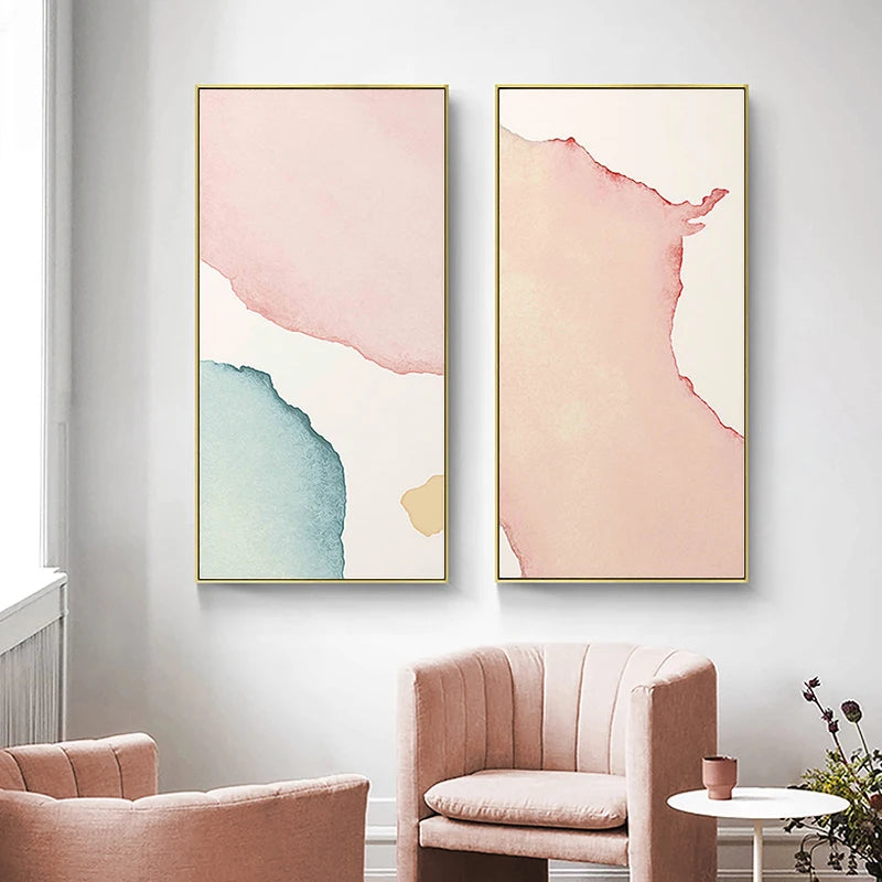 Colorful Pastel Watercolor Abstract Wall Art Fine Art Canvas Prints Pictures For Modern Apartment Living Room Studio Bedroom Art Decor