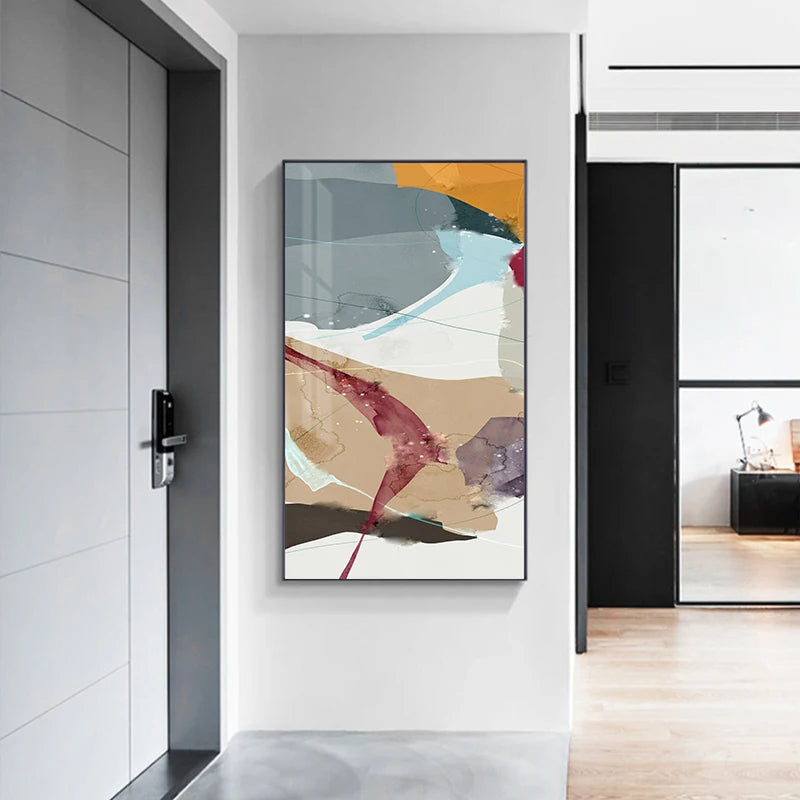 Colorful Scandinavian Abstract Wall Art Fine Art Canvas Prints Modern Pictures For Apartment Living Room Foyer Entrance Hall Art Decor