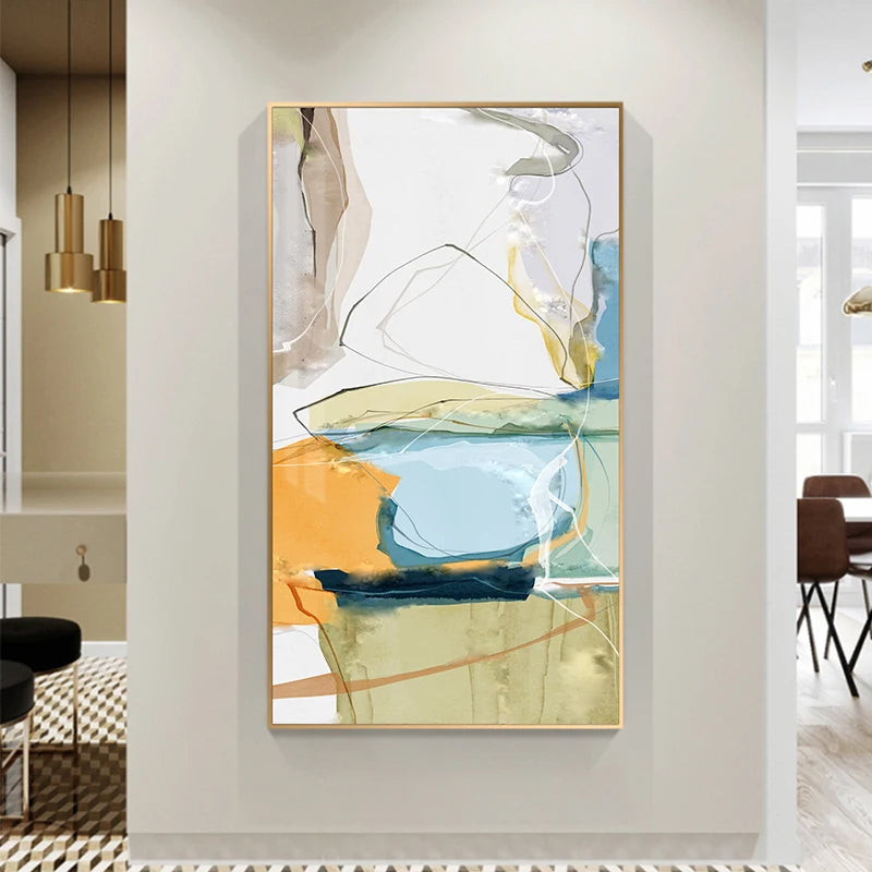 Colorful Scandinavian Abstract Wall Art Fine Art Canvas Prints Modern Pictures For Apartment Living Room Foyer Entrance Hall Art Decor