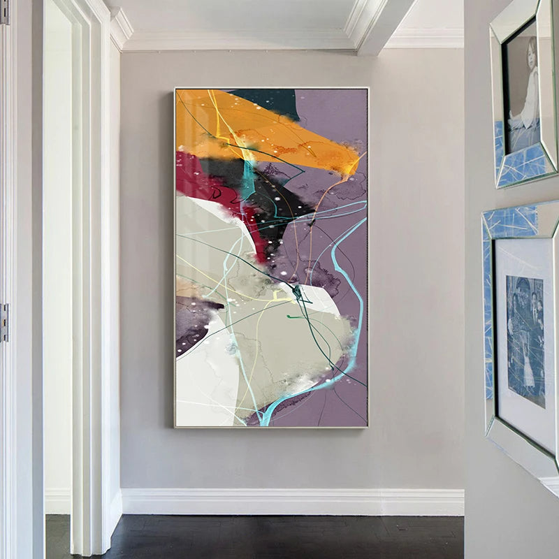 Colorful Scandinavian Abstract Wall Art Fine Art Canvas Prints Modern Pictures For Apartment Living Room Foyer Entrance Hall Art Decor