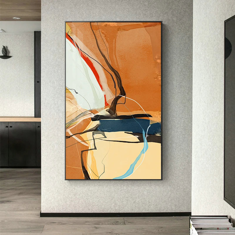 Colorful Scandinavian Abstract Wall Art Fine Art Canvas Prints Modern Pictures For Apartment Living Room Foyer Entrance Hall Art Decor