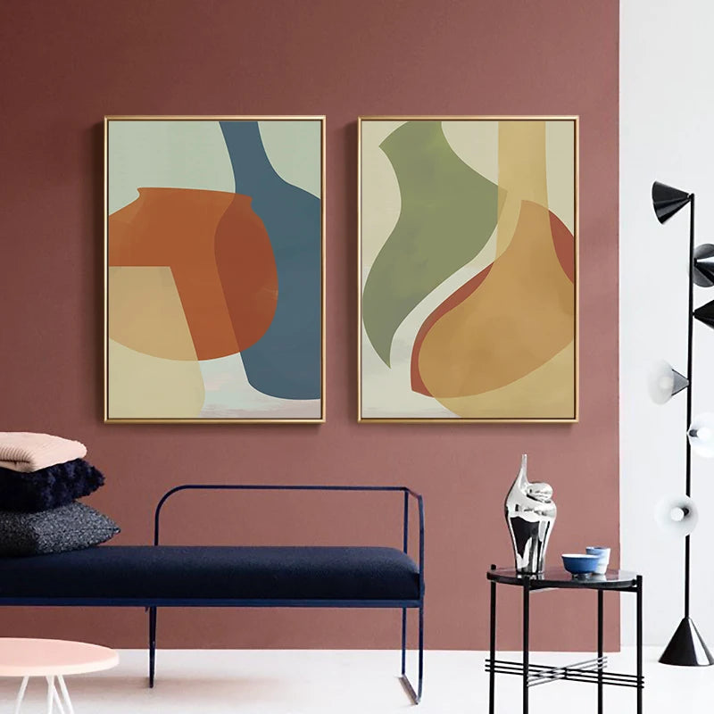 Colorful Soft Hues Abstract Still Life Wall Art Fine Art Canvas Prints Pictures For Modern Apartment Living Room Dining Room Contemporary Home Decor