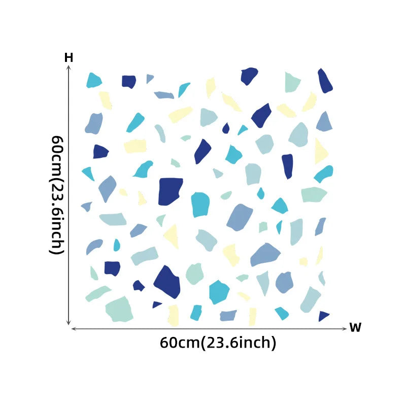Colorful Terrazzo Vinyl Wall Decal Stickers – Peel‑and‑Stick Irregular Accent Shapes in Blue, Teal & Yellow for Creative DIY Home Décor