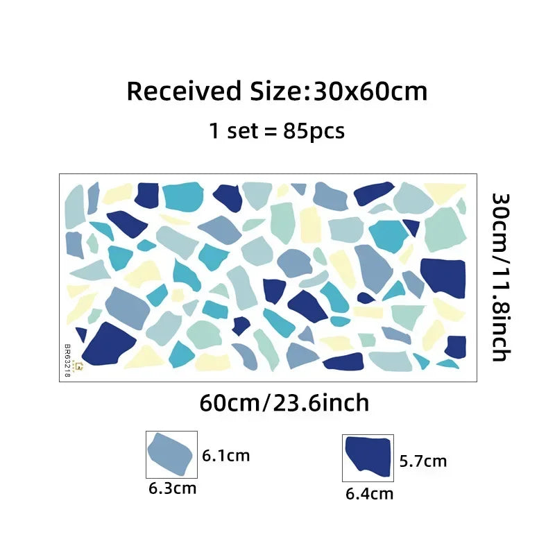 Colorful Terrazzo Vinyl Wall Decal Stickers – Peel‑and‑Stick Irregular Accent Shapes in Blue, Teal & Yellow for Creative DIY Home Décor