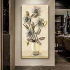 Decorative wall art with floral design on a neutral background