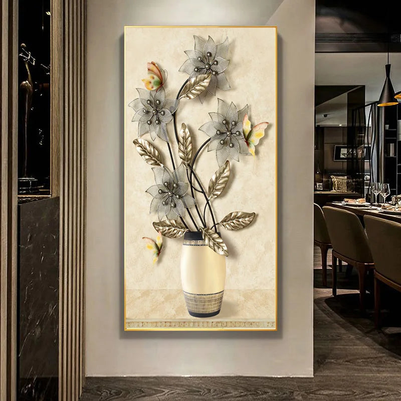 Decorative wall art with floral design on a neutral background