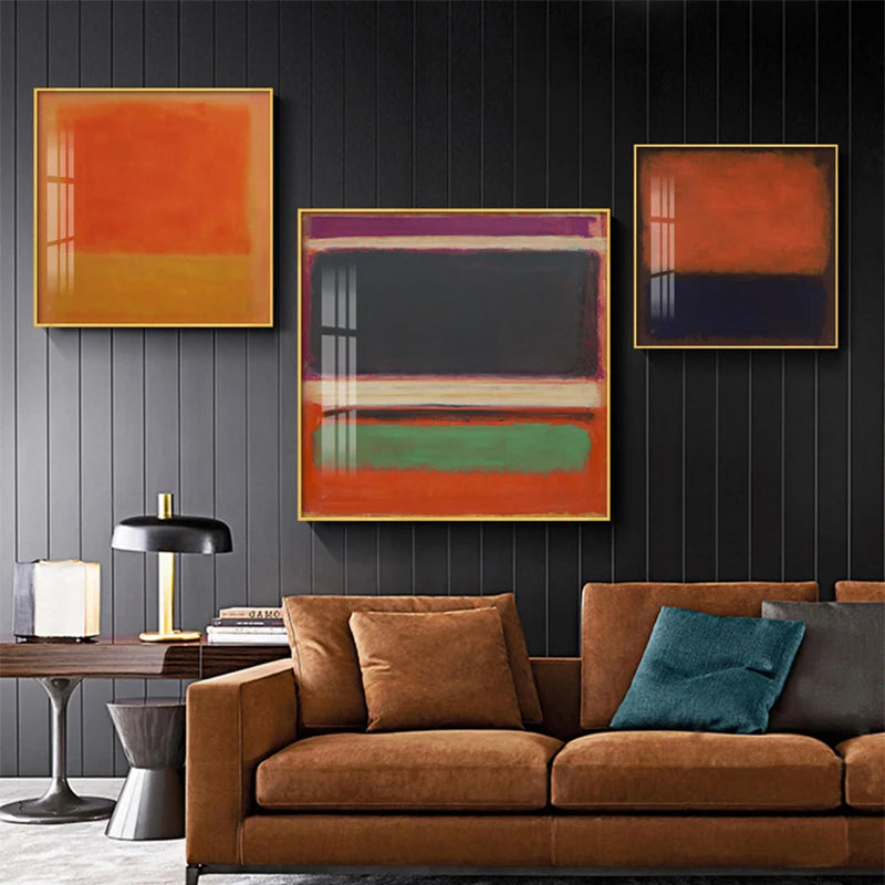 Colorful Vintage Minimalist Abstract Wall Art Fine Art Canvas Prints Square Format Pictures For Modern Apartment Living Room Contemporary Home Decor