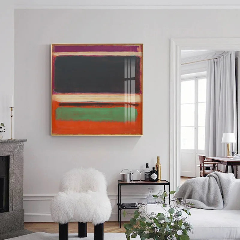 Colorful Vintage Minimalist Abstract Wall Art Fine Art Canvas Prints Square Format Pictures For Modern Apartment Living Room Contemporary Home Decor