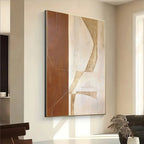 Abstract art piece on a wall in a modern interior setting