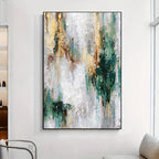 Abstract art painting in a modern living room setting