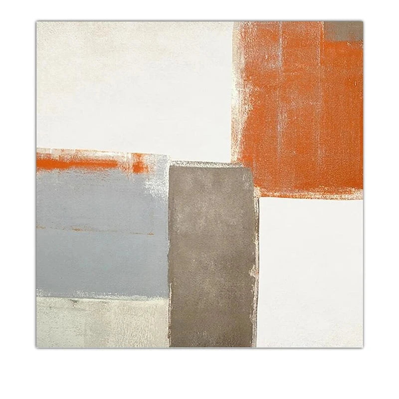 Contemporary Abstract Orange Beige Color Block Wall Art Fine Art Canvas Prints Square Format Pictures For Living Room Bedroom Art Decor