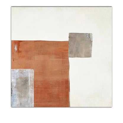 Contemporary Abstract Orange Beige Color Block Wall Art Fine Art Canvas Prints Square Format Pictures For Living Room Bedroom Art Decor