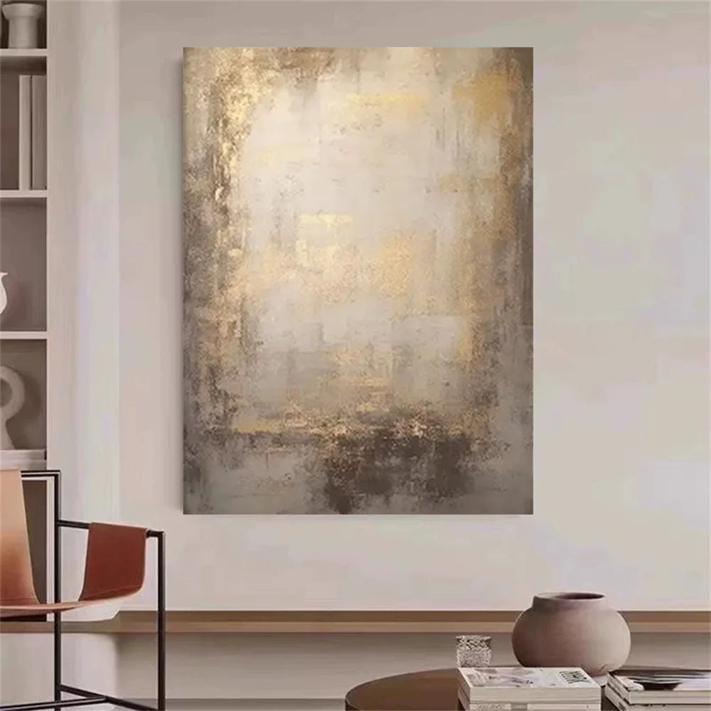 Abstract painting on a wall in a modern living room