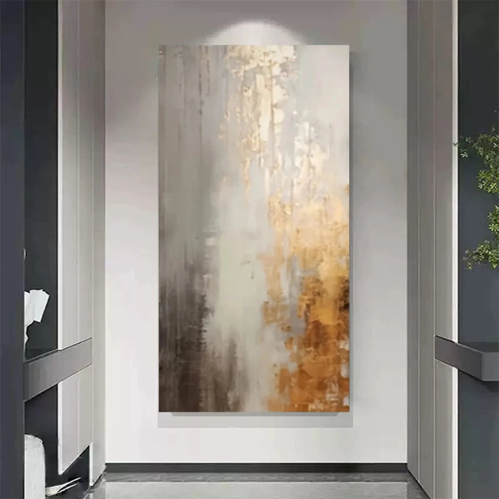 Abstract art piece on a wall in a modern interior setting
