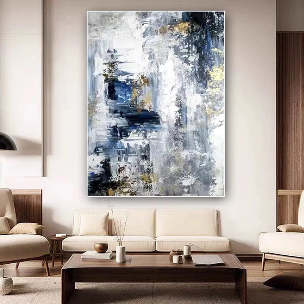 Abstract painting in a modern living room setting