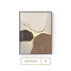 Contemporary Minimalist Design Textural Abstract Wall Art With Luxurious Golden Line Fine Art Canvas Prints For Modern Interiors