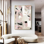Contemporary Pastel Abstract Canvas Print Wall Art - Bold and Delicate Geometric Art in Pink, White, Black, and Beige - Perfect for Modern Minimalist Interiors