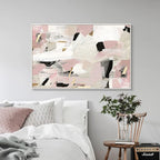Contemporary Pastel Abstract Canvas Print Wall Art - Bold and Delicate Geometric Art in Pink, White, Black, and Beige - Perfect for Modern Minimalist Interiors
