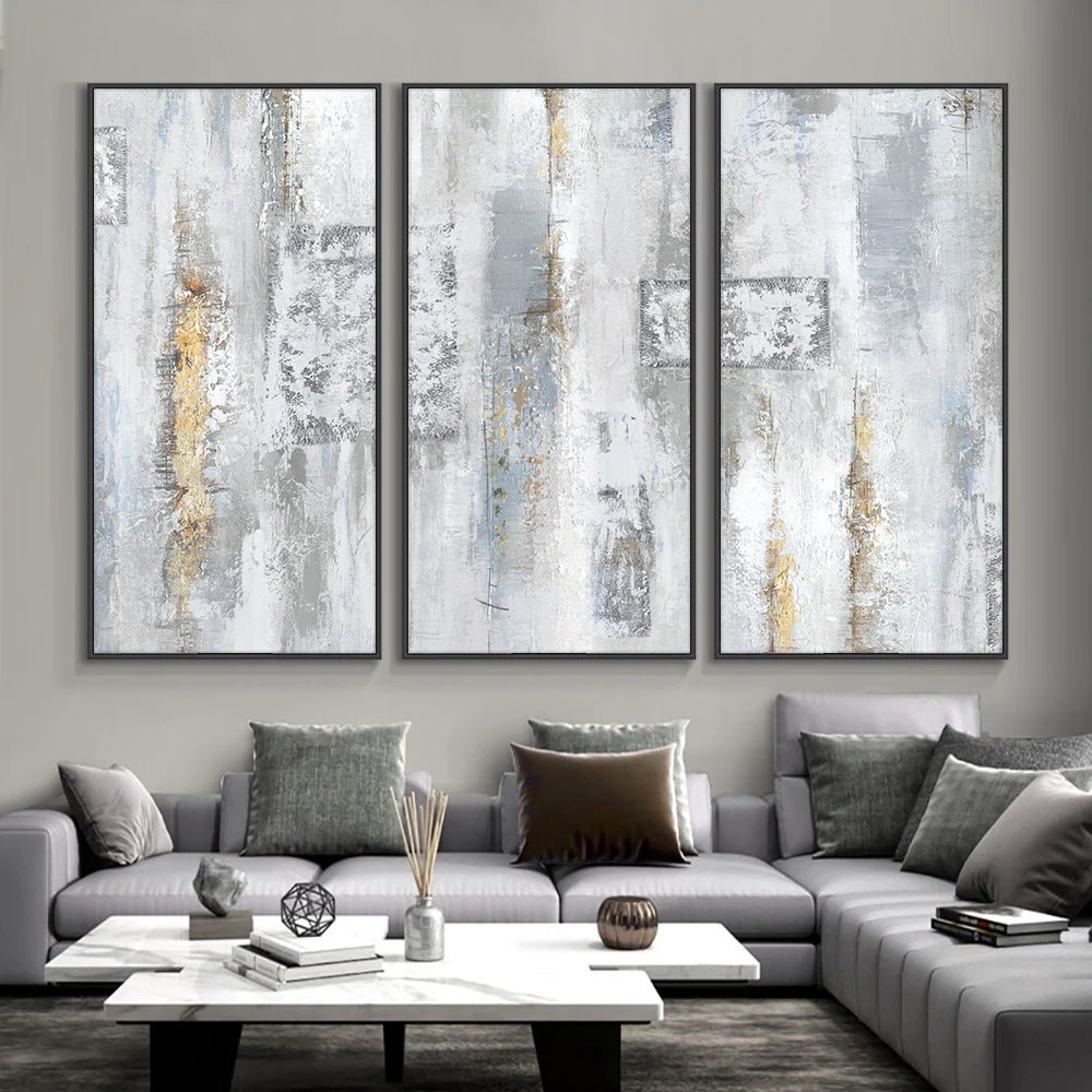 Contemporary Shades Of Gray Abstract Wall Art Fine Art Canvas Prints Vertical Format Pictures For Modern Apartment Living Room Bedroom Art Decor