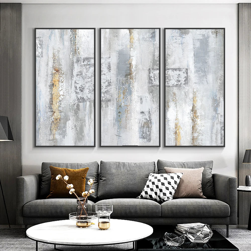 Contemporary Shades Of Gray Abstract Wall Art Fine Art Canvas Prints Vertical Format Pictures For Modern Apartment Living Room Bedroom Art Decor
