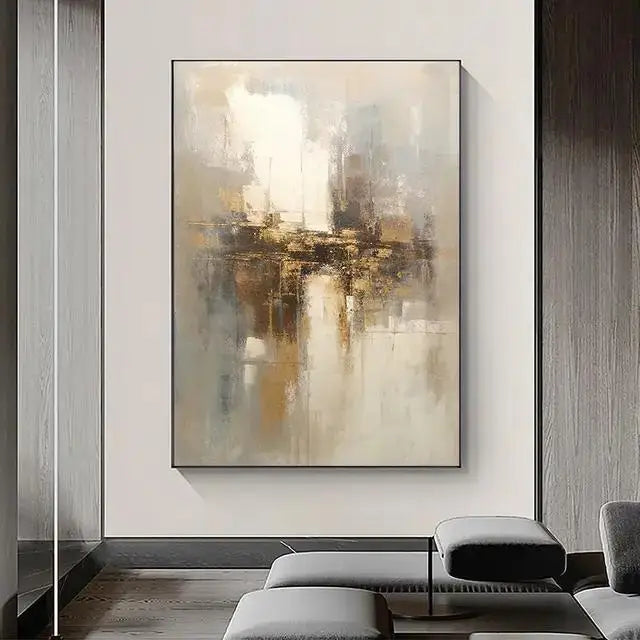 Abstract painting in a modern living room setting