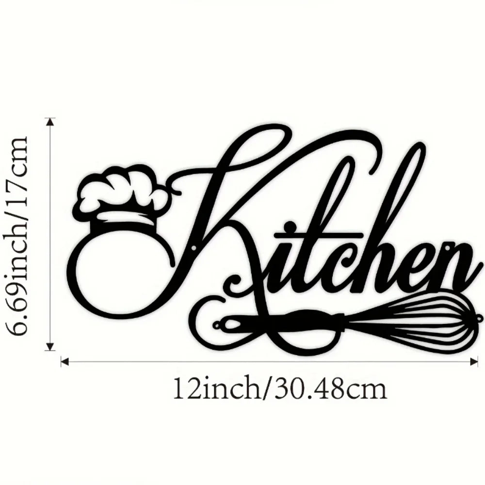 Cookery Lovers Kitchen Sign Black Metal Wall Art 3d Iron Craft Typographic Wall Decoration For Modern Creative Kitchen Decor