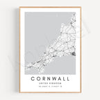 Cornwall Map Posters Wall Map Wall Art Black White Fine Art Canvas Prints Stylish Minimalist Posters For Home/Office