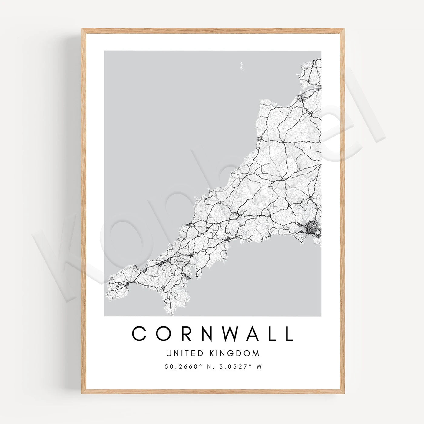 Cornwall Map Posters Wall Map Wall Art Black White Fine Art Canvas Prints Stylish Minimalist Posters For Home/Office