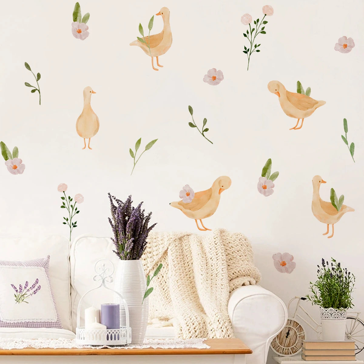 Countryside Animals Wall Stickers – Cute Cartoon Rabbit, Hedgehog, Mouse & Duck Wall Decals for Nursery or Kids’ Room Decor