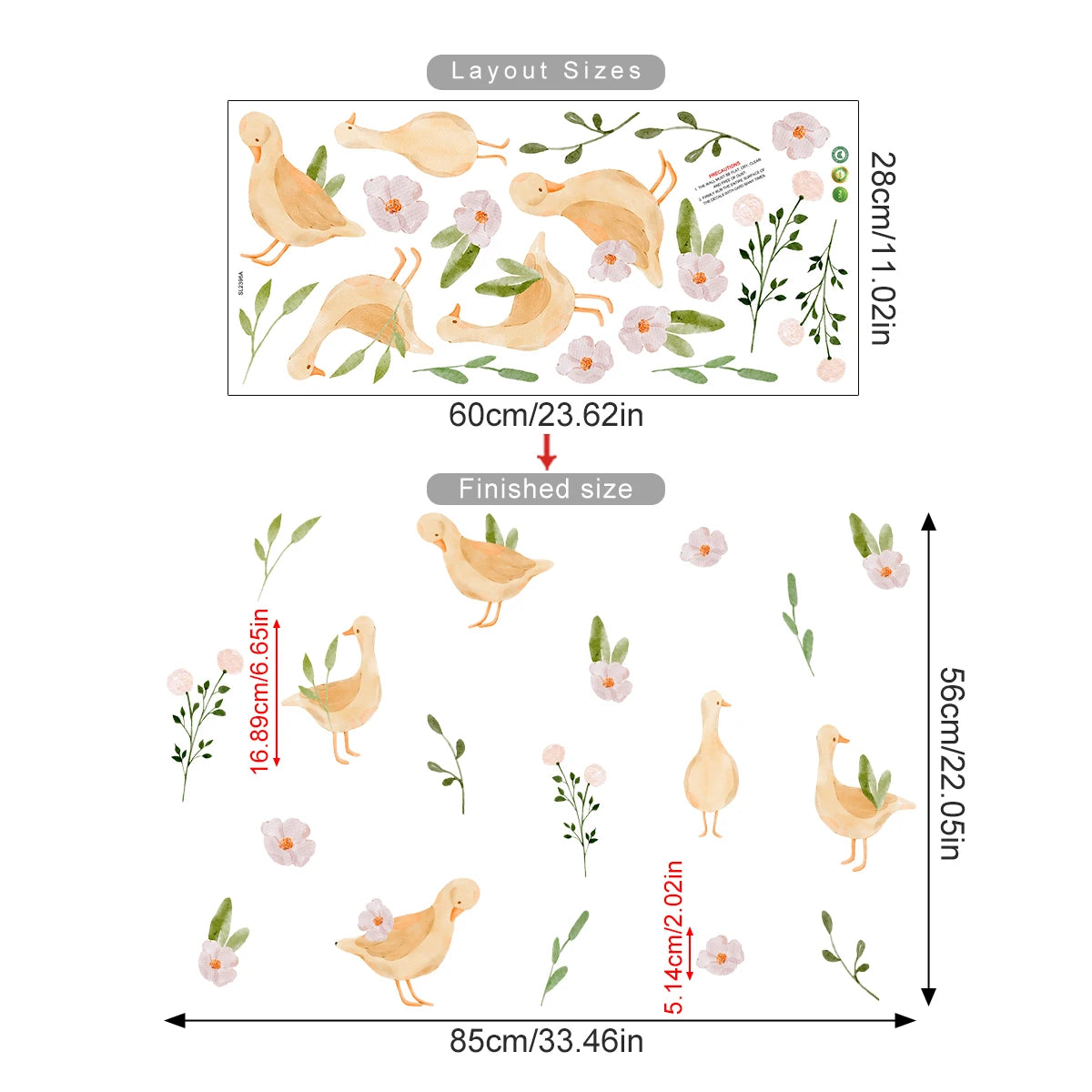 Countryside Animals Wall Stickers – Cute Cartoon Rabbit, Hedgehog, Mouse & Duck Wall Decals for Nursery or Kids’ Room Decor