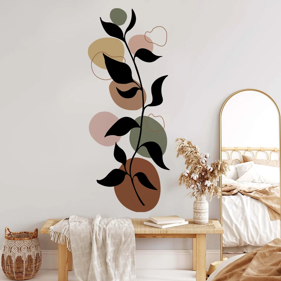 Creative Boho Botanical Mural Wall Decal – Geometric Design for Kids’ Rooms & Living Rooms etc Modern Creative DIY Home Decor
