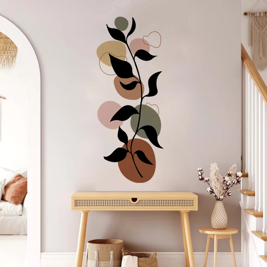 Creative Boho Botanical Mural Wall Decal – Geometric Design for Kids’ Rooms & Living Rooms etc Modern Creative DIY Home Decor