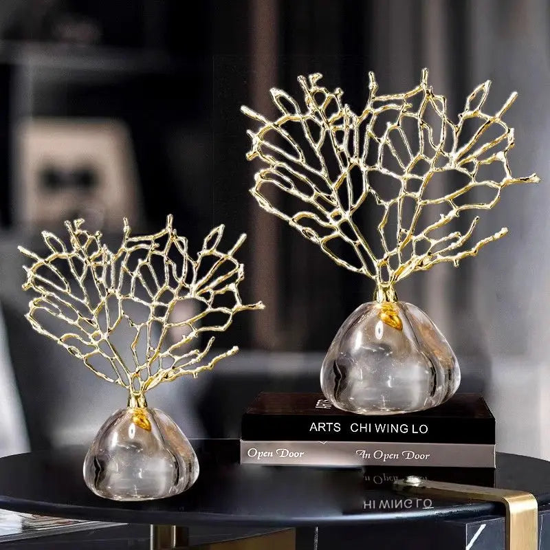 Creative Wealth Tree Metal Sculpture — Modern Home Decor Ornament For Living Room, Bookcase Styling, Office Desk Accessories, And Marble Coral‑Inspired Decorative Art Pieces