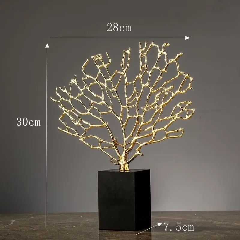 Creative Wealth Tree Metal Sculpture — Modern Home Decor Ornament For Living Room, Bookcase Styling, Office Desk Accessories, And Marble Coral‑Inspired Decorative Art Pieces