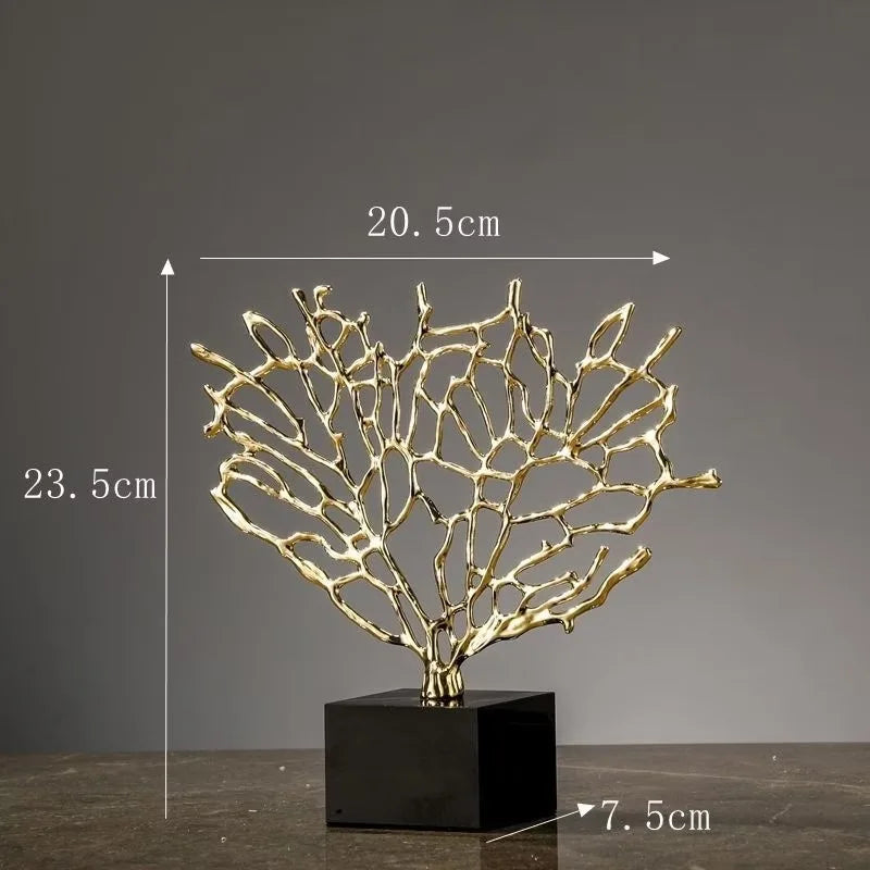 Creative Wealth Tree Metal Sculpture — Modern Home Decor Ornament For Living Room, Bookcase Styling, Office Desk Accessories, And Marble Coral‑Inspired Decorative Art Pieces