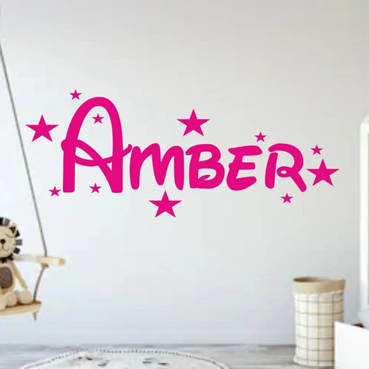 Cute Superstar Children's Name Decals Removable PVC Vinyl Custom Name Wall Stickers For Kid's Room Nursery Room Wall Decoration
