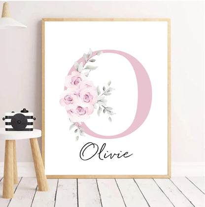Cute Animals Nordic Nursery Posters Personalized Baby's Name Wall Art Fine Art Canvas Prints Pictures For Baby's Room Nursery Room Wall Decor