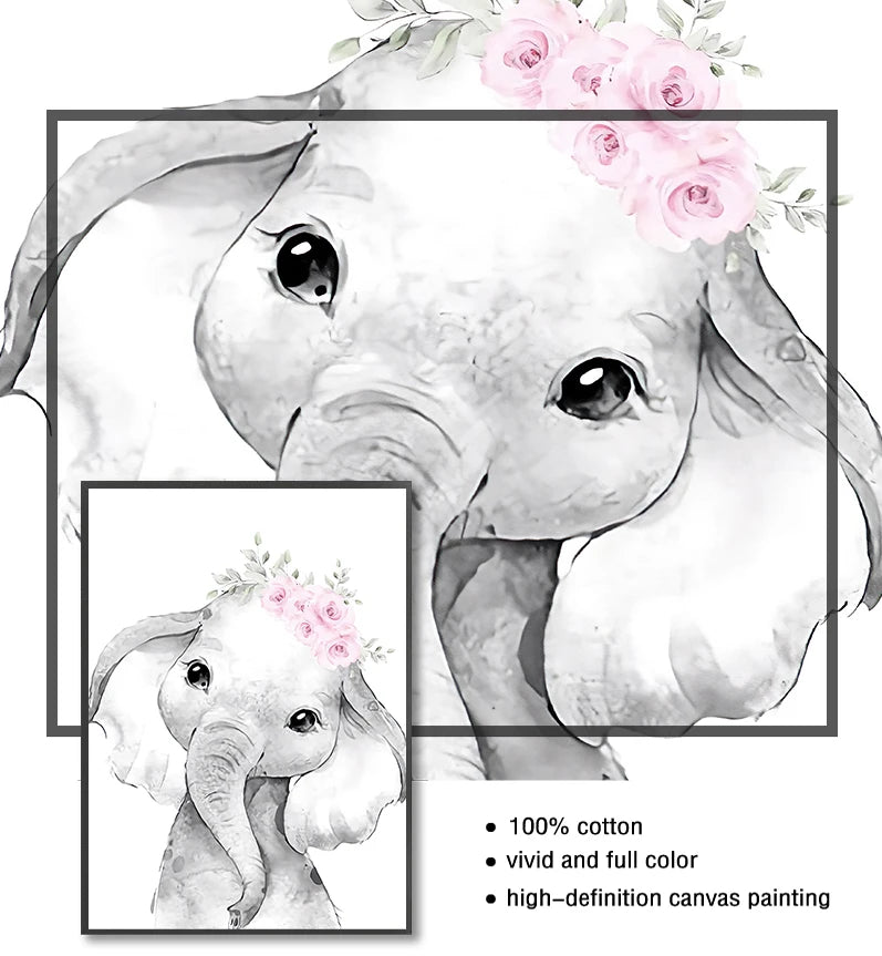 Cute Animals Nordic Nursery Posters Personalized Baby's Name Wall Art Fine Art Canvas Prints Pictures For Baby's Room Nursery Room Wall Decor