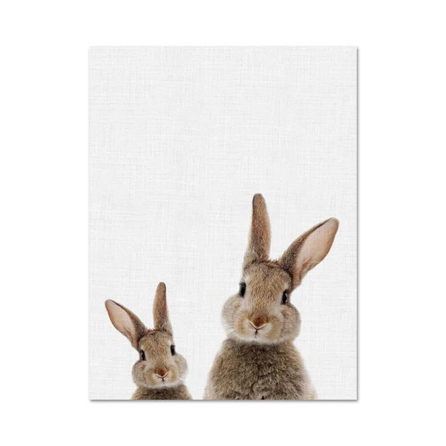 Cute Bunny Rabbit Photoshoot Poster Wall Art Fine Art Canvas Prints Baby Animal Pictures For Nursery Room Children's Room Wall Decor