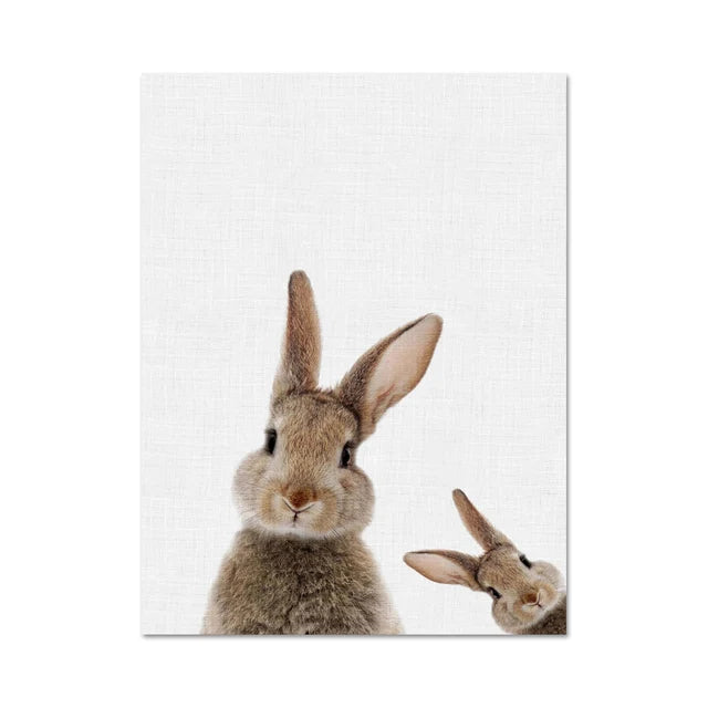 Cute Bunny Rabbit Photoshoot Poster Wall Art Fine Art Canvas Prints Baby Animal Pictures For Nursery Room Children's Room Wall Decor