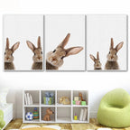 Cute Bunny Rabbit Photoshoot Poster Wall Art Fine Art Canvas Prints Baby Animal Pictures For Nursery Room Children's Room Wall Decor