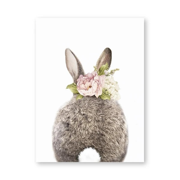 Cute Bunny Rabbit Photoshoot Poster Wall Art Fine Art Canvas Prints Baby Animal Pictures For Nursery Room Children's Room Wall Decor
