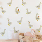 Cute Cartoon Duck Wall Decals – Soft Pastel Vinyl Wall Stickers for Children's Nursery, Kids Room or Playroom Decor