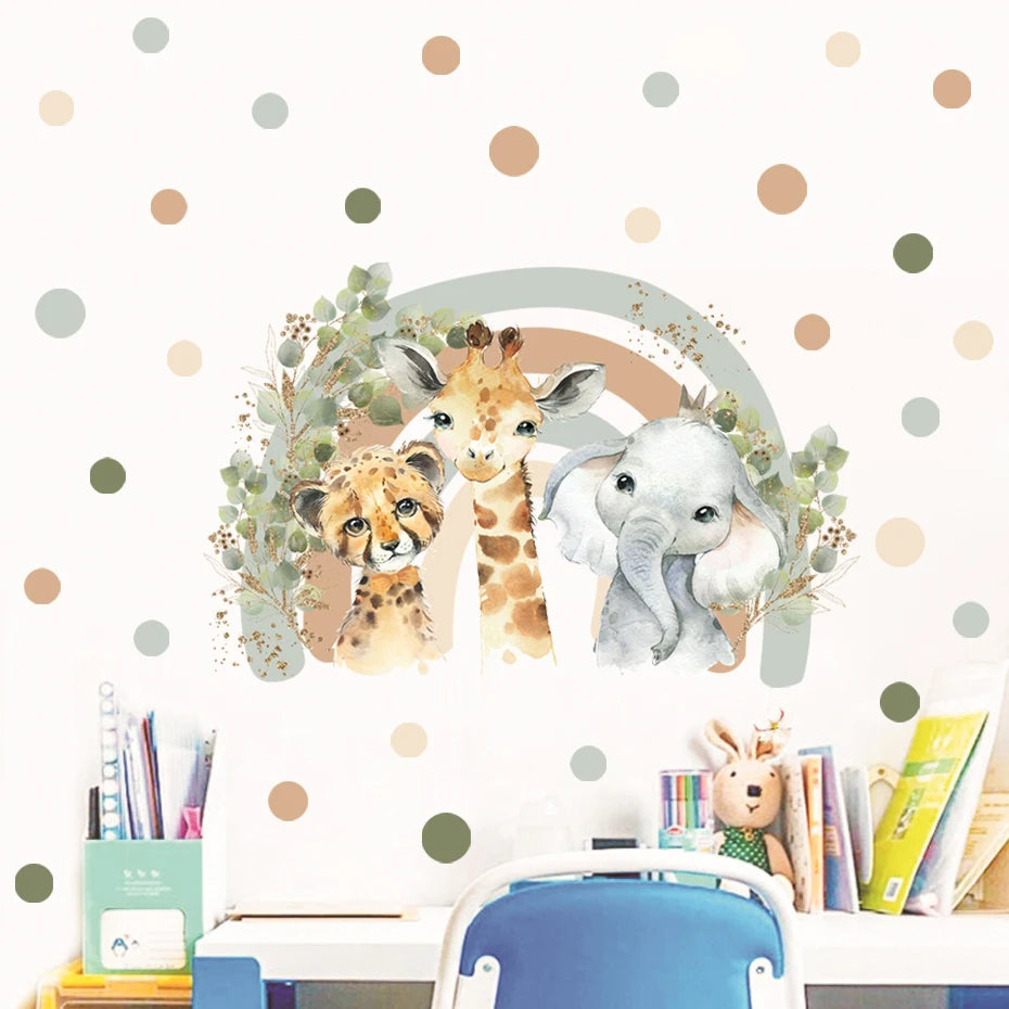 Wall decal with animals in a classroom setting