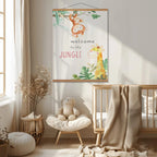 Cute Cartoon Jungle Animal Nursery Wall Art Fine Art Canvas Prints for Kids Room, Baby Bedroom or Playroom Decor