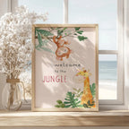 Cute Cartoon Jungle Animal Nursery Wall Art Fine Art Canvas Prints for Kids Room, Baby Bedroom or Playroom Decor