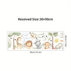 Cute Cartoon Jungle Animals Wall Decals – Peel & Stick Lion Giraffe Elephant Tiger Wall Stickers for Nursery Classroom, Kindergarten & Children's Playroom Spaces
